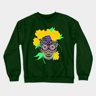 the yellow catrina in mexican calavera ecopop Crewneck Sweatshirt